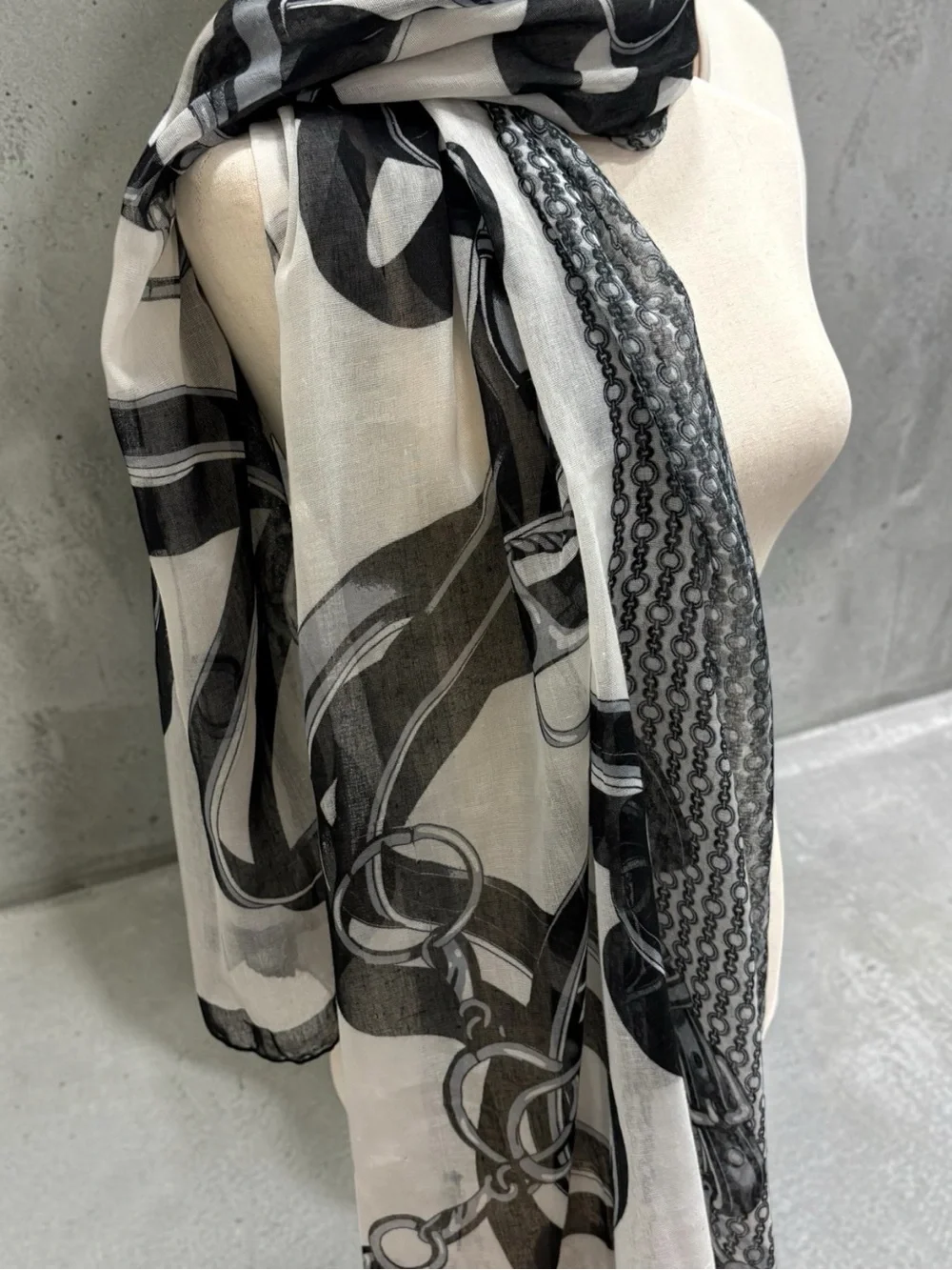 Huge 62”x70” Black & White Equestrian Motif Print Scarf - Women's Accessory